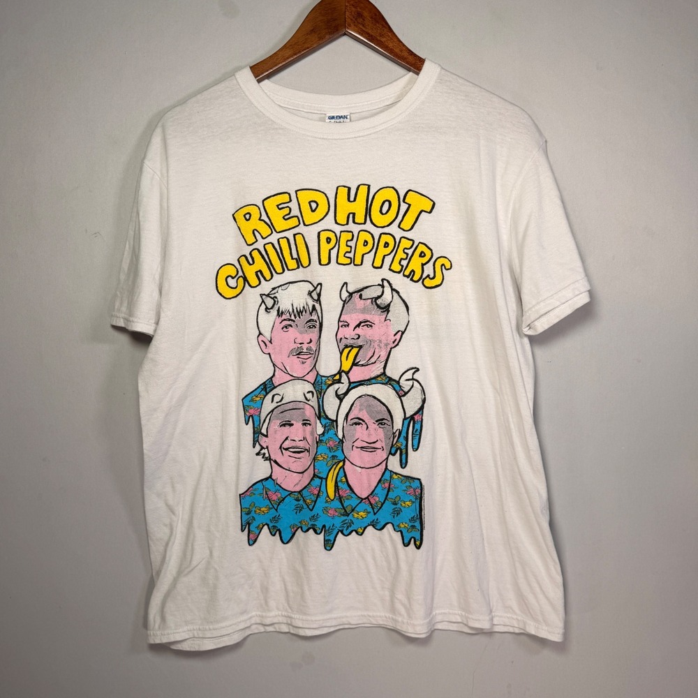 Red Hot Chili Peppers Lollapalooza 2016 Concert Shirt Mens L White 25 Yr Chicago